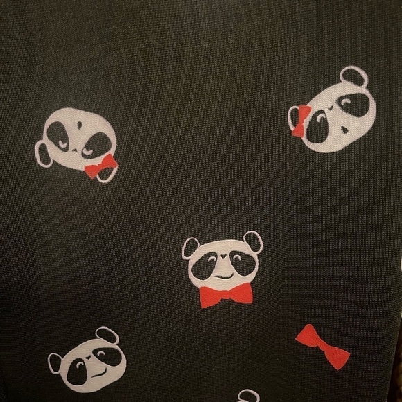 Unique Vintage NWT Black & Panda Print Wednesday Flare Dress - Size Large - Picture 8 of 8